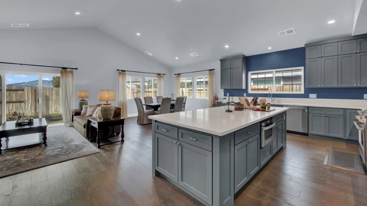 Open concept kitchen remodel with large island in Sacramento — Keystone Building Services